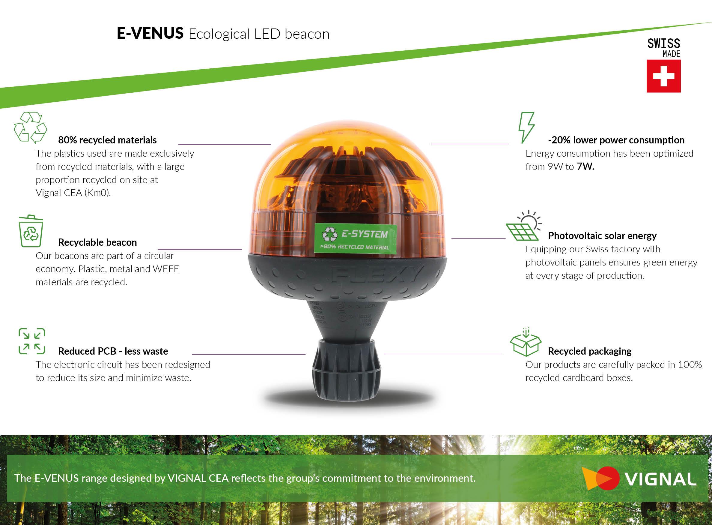 LED ecological beacon FLEXY AUTOBLOK, amber double flash